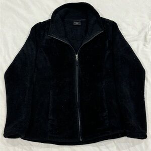 M Black Sherpa Fleece Plush Full-Zip Jacket 🧥